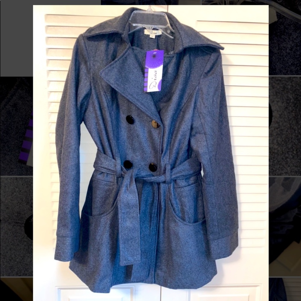 🎁BRAND NEW WITH TAGS LARGE GREY PEACOAT